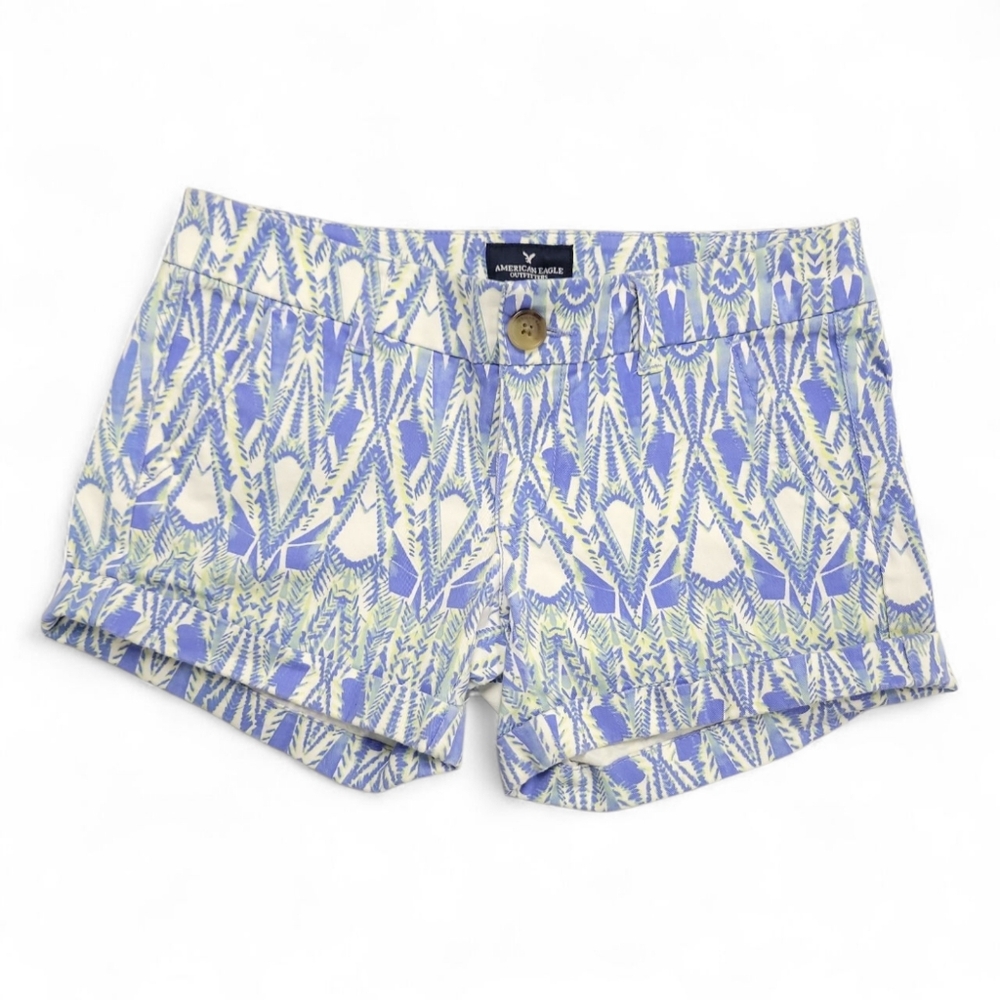 American Eagle Midi Chino Flat Front Shorts, 97% Cotton, Size 0